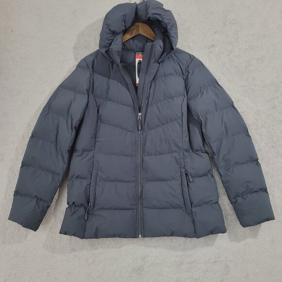NEW 32 Degrees Heat Womens M Puffer Jacket With Hood Medium Navy Coat - Picture 1 of 6